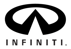 Black Infiniti automotive logo with stylized road symbol and brand name.