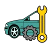 collision wrecked car and yellow wrench image
